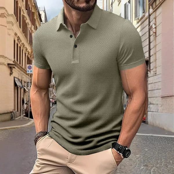 Mens Business Casual Short Sleeved Bone Flower Solid Color POLO Shirt Fashion Breathable Comfortable Summer Versatile Top 260403BANJIA