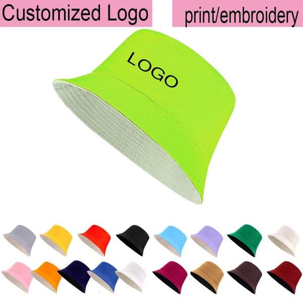 Custom Embroidery Printing Doublesided Cotton Fisherman Hat Sun Protection Basin Outdoor Travel Advertising Bucket 260403