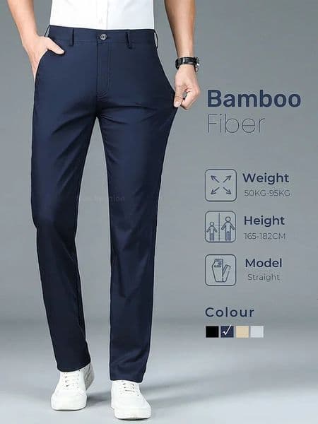 Summer Mens Bamboo Fiber Slim Business Casual Pants Fashion Classic Breathable er Formal Long Trouser Male Clothing 260403BJ