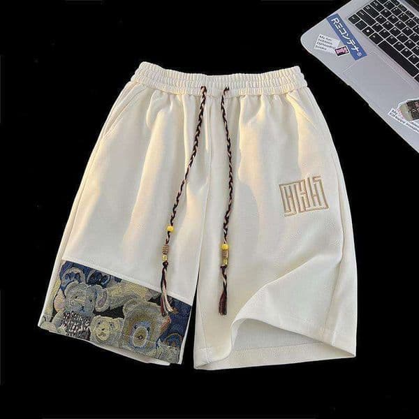 Patchwork Shorts For Men Summer Loose Fit Plus Size Casual Mid-Length Pants Stylish Sports Sweatpants Five-Point Pants Breathable Lightweight Streetwear