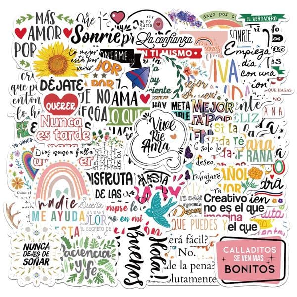 55 New Inspirational Spanish Stickers Graffiti DIY Luggage Laptop Waterproof Text Stickers