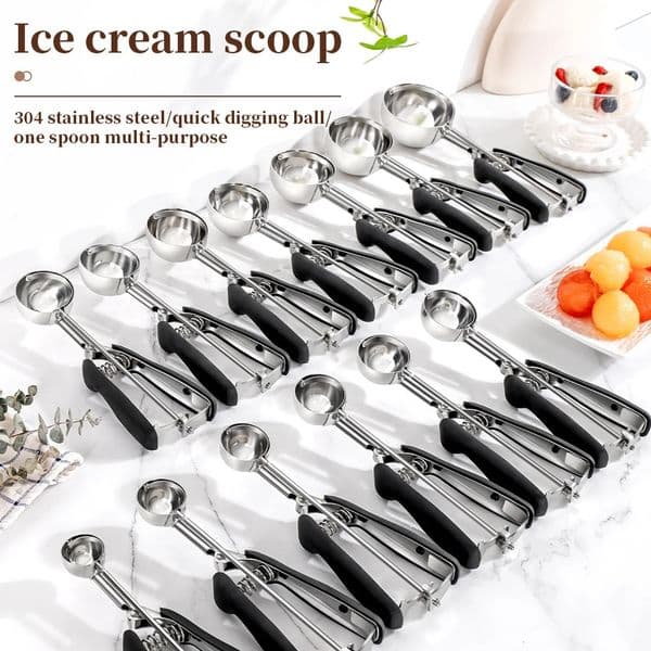Stainless Steel Ice Cream Scoop Cookie Scoop Multipurpose Ice Cream Spoon Fruit Scooper Melon Ball Dough Baking Kitchen Tools 260403