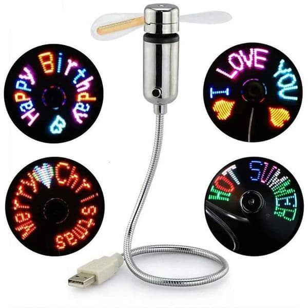 Creative USB FanUSB LED RGB Light Programmable Fan Flexible Gooseneck DIY Message Mini USB Fan for PC Laptop Notebook Desktops 260403