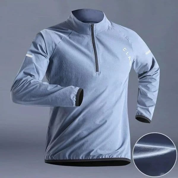 Quick Drying Clothes Men Autumn Sports T-shirt Stand Neck Loose Long Sleeved Outdoor Running Tracksuit Breathable Half Zip Top 260403
