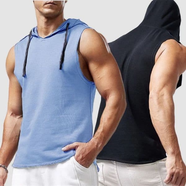 M3XL Mens Tank Tops Vest Sleeveless Tees Hooded Male T Shirt Gym Exercise Sports Golf Korean Style Casual Solid Color 260326