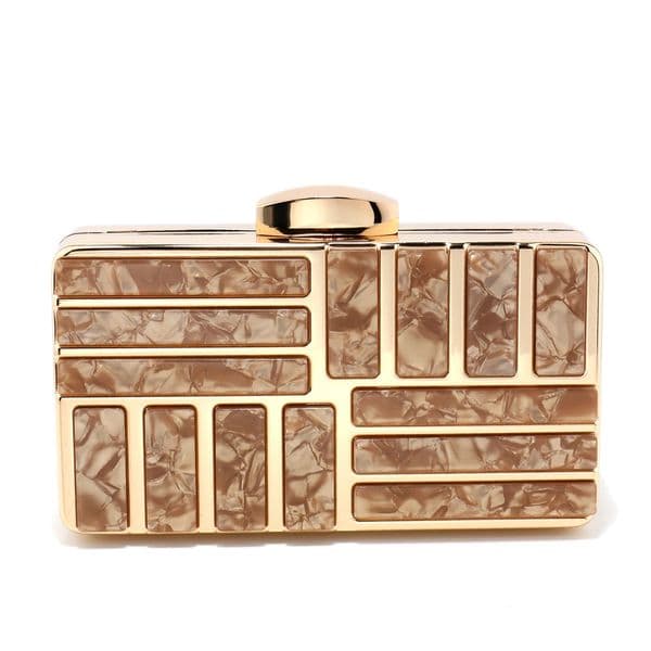 Acrylic Women Clutch Evening Bags Flap y Arrival Hollow Out Style Glitter Handbags Metal Chain Party Wedding Bridal 260330BJ