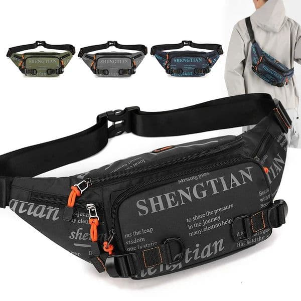 Mens Waterproof Nylon Waist Pack Lightweight Running Belt Bag for Travel Sports Outdoor Activities 260403