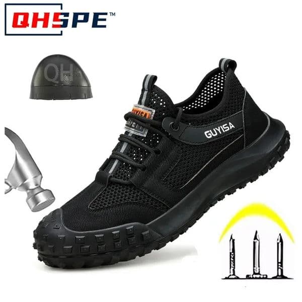 mens fashion breathable steel toe cap working shoes summer worker safety sneakers ner security boots protect footwear 260402