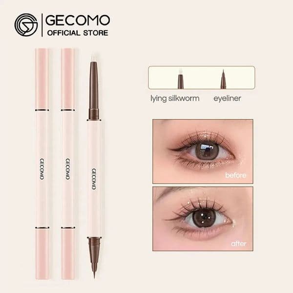 GECOMO Double-ended Lying Silkworm Pencil with 001mm Eyeliner Shimmer Eyeshadow Makeup 260330