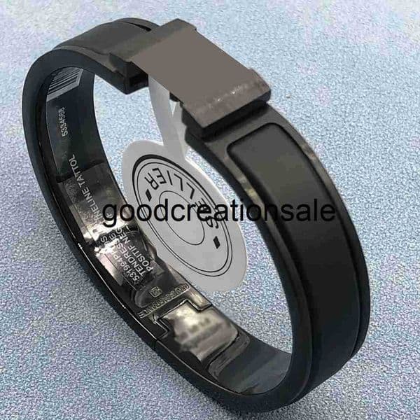 Elegant Gold Plated H-Style Designer Bangle with Enamel - Handmade Cuff Bracelet for Men and Women's Luxury Jewelry EY0O