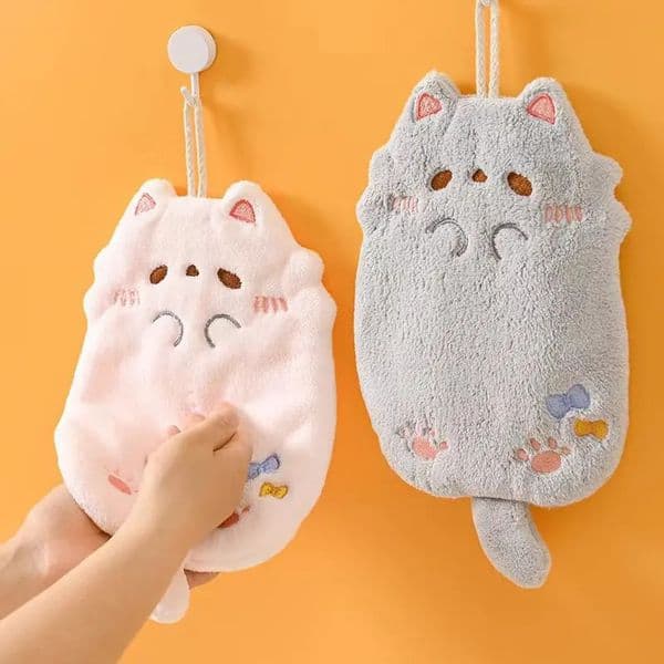 Cute Cartoon Tanuki Hanging Towel Coral Velvet Hand Towel Kitchen Bathroom Thick Cloth Absorbent Towels Quick Drying Hand Towel 260402