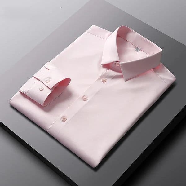 Mens Casual and Fashionable Long Sleeved Solid Color Shirt Non Ironing and Wrinkle Resistant Business Top 260403