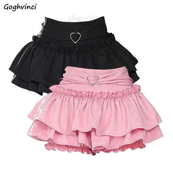 Puffy Cake Skirts Women Ruffles Chic Sweet Spicy Girls Gothic All-match Korean Fashion Streetwear Summer Y2k 260403