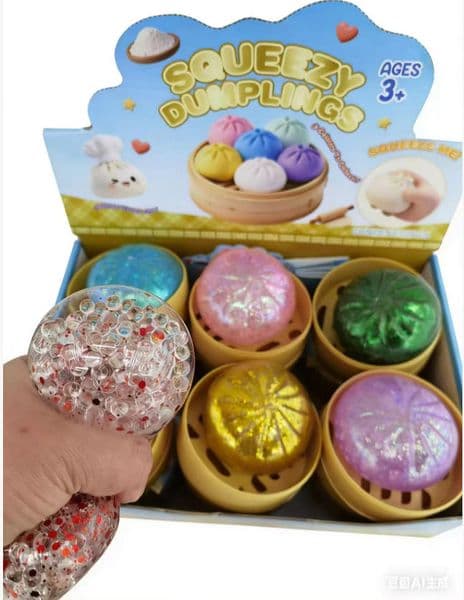 Soft Maltose Dumpling Squishy Transparent Colorful Squeeze ASMR Stress Relief Ball Sensory Fidget Toy for Kids Adults 11f