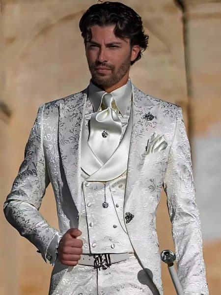 Jacquard Mens Suit 3 Piece Suit Groom Party Tuxedo Wedding Mens Formal Jacket Pants Vest Slim Fit Custom Suit Male 260403