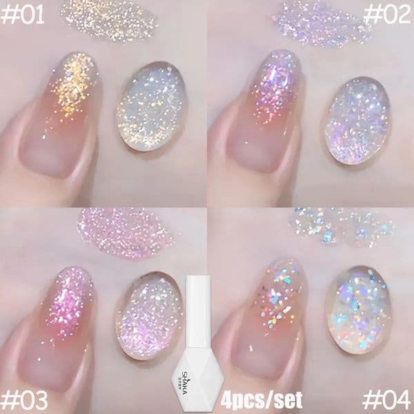 1-4pcs SHAKA Spring Honey Snow Elves Gold Purple Gel Nail Polish 2026 Fine Flash Temperament Nail Gel 260330