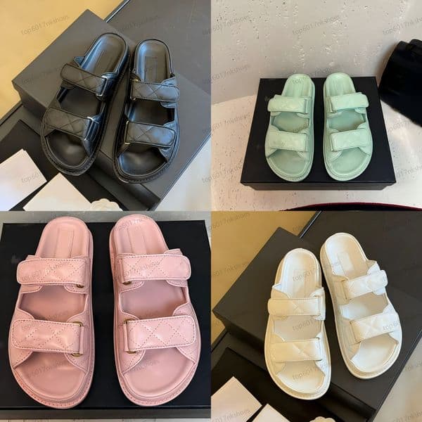 with box designer sandals women slides sandale platform slippers sliders shoes bottom flip outdoor flops summer casual beach sandal leather sandals