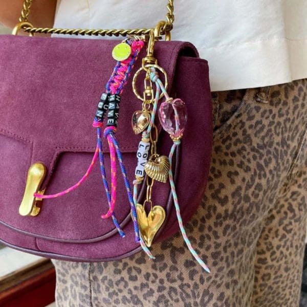 Personalized Sleutelhanger bagcharm slot goud for Purses BeadRope DIY Key Ring Ins Fashion Bag Charm Self Christmas Gift 260402