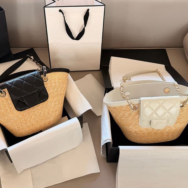 Top Designer Made Bag, Leather Splicing Weaving Technique, Beach Bag, Hawaii Vacation bag, Grass Woven Armpit Bag, Women's Vegetable Basket Bag