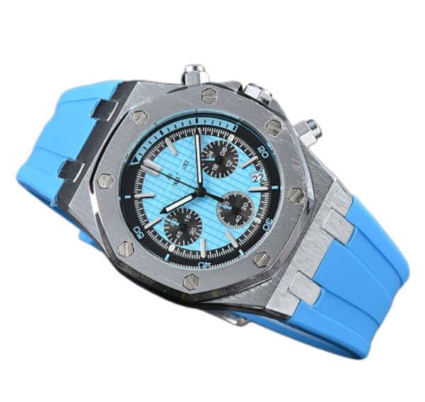 Luxury APity oak Classic Designer Quartz Watch Six Pins Multifunction Chronograph Colorful Diamond Octagonal Case Fashion Wristwatch for Men Sport Casual Style