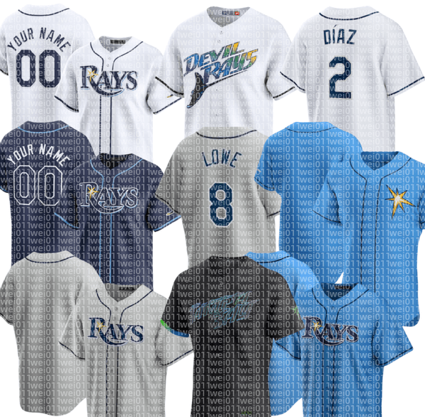 Rays Baseball Jersey Wade Boggs Yandy Diaz Junior Caminero Shane McClanahan Chandler Simpson Taylor Walls Jonny DeLuca Jake Fraley Richie Palacios Ryan Vilade