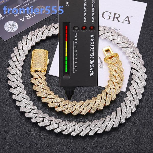 Acceted Custom 16mm 925 Sterling Silver VVS Moissanite Diamond Heavy Iced Out Miami Cuban Link Chain Necklace for Men