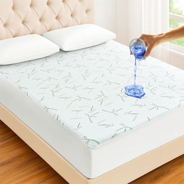 Lux Decor Mattress Protector Cooling Rayon dervied from Bamboo Viscose 100 Waterproof - Fitted Sheet Style Deep Pocket 260402