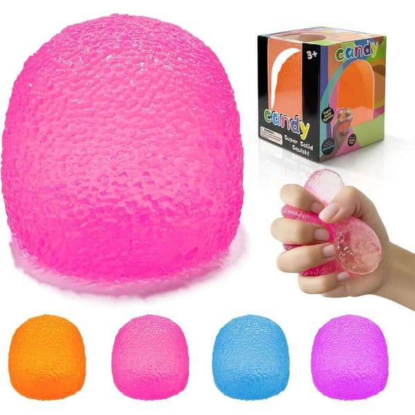 Squishy Fidget Toys Kids Adults, Super Solid Squeeze Ball, Sensory for Stress Relief, Birthday, Easter Basket Stuffers and Party FavorsPink