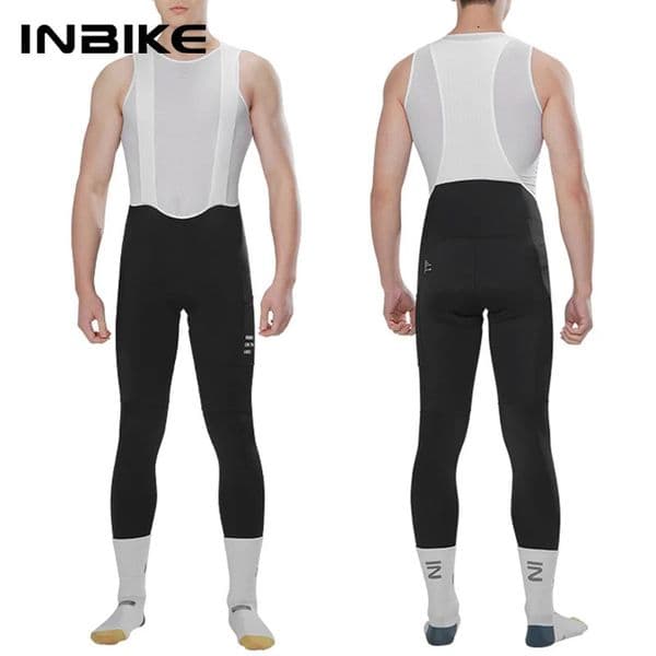 INBIKE Mens Cycling Bib Tights Padded Riding Bike Bib Toursers Pants with Pocket Man MTB Biking Bicycle Long Leggings Clothing 260403BJ
