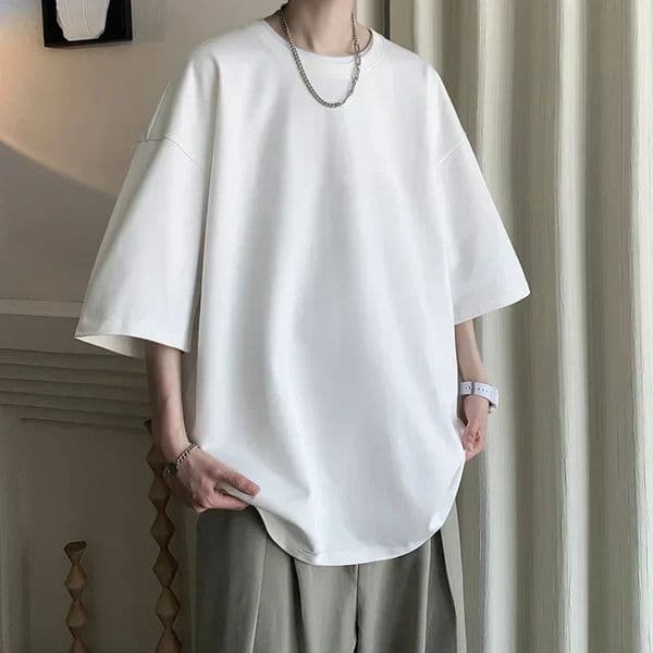 Mens Cotton T-shirts White Mens Oversized T Shirt Solid Summer Casual Wear Tee Shirts Fashion for Men 5XL Male Clothes 260403