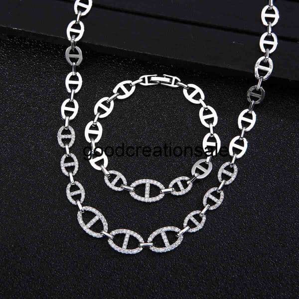 Vintage Designer brand bracelet H Family High end Necklace Bracelet Set Popular on the Internet Same Style Necklace European Exaggerated Thick Chain Necklace