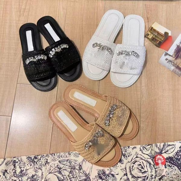CC designer flip-flops 2026 spring-summer round-toe flat sandals women's shoes correct version slippers