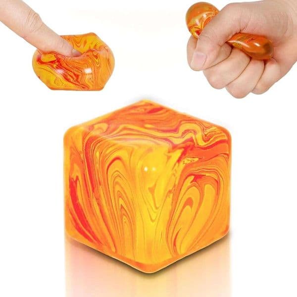 Fidget Cube, 1.38 *1.38 Balls Adults Stress Relief, Ice Squishy Cube Sugar Balls, Sensory Toys for Kids with Autism an danxiety DisorderOrange