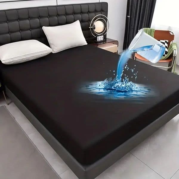 Waterproof Fitted Bed Sheet Comfortable Mattress Protector with Elastic Rubber Band Washable and Easy Care 260402