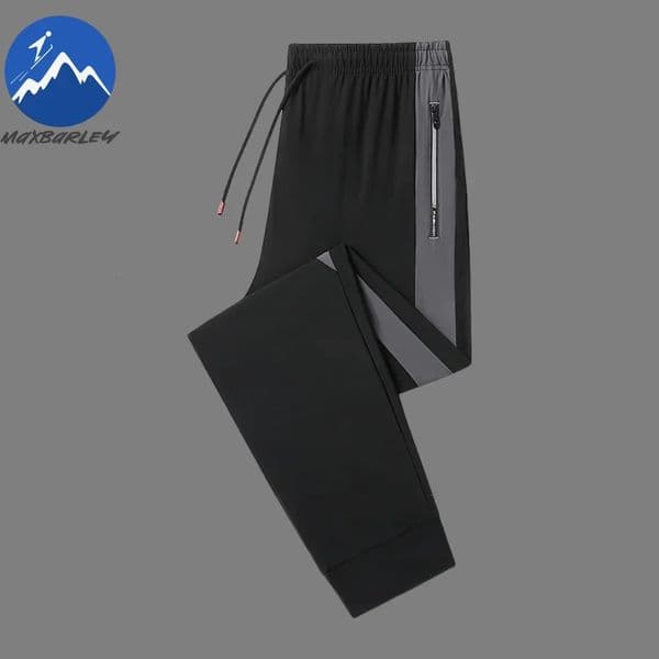 Casual Pants Mens Summer High Stretch plus size Ice Silk Quick-drying Straight Pants Fashion Drawstring Sports Pants 260403