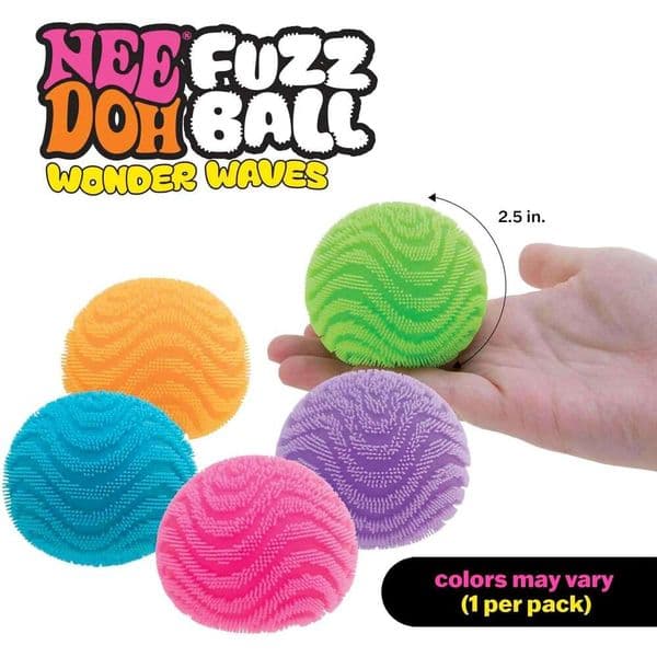Schylling Needoh Fuzz Ball Sensory Toy With A Velvet Texture Soft Cloud Squish Wavy Pattern You Can See Feel Ages 3 And Up - Color May Vary; One Per Pack Wonder