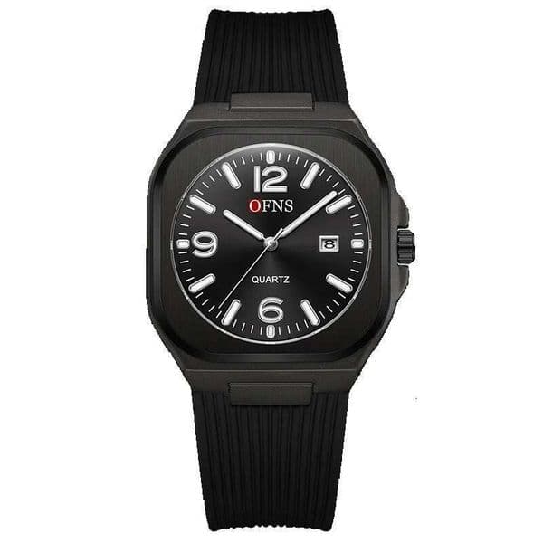 Designer Oufannir silicone casual student single calendar luminous watch black gold case 30M waterproof men's quartz watch Multifunctional wristwatch