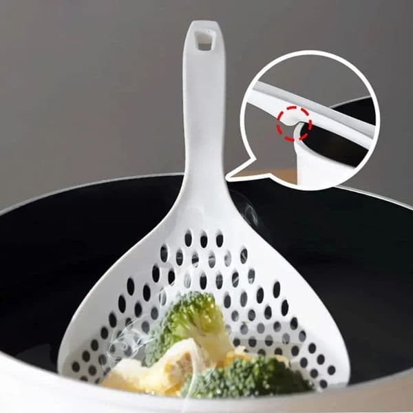 Strainer Scoop Colander Slotted Pasta Spoon Plastic Skimmer Spoon with Handle Food Drain Shovel for Kitchen Cooking 260403