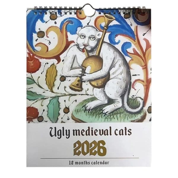 Medieval Cat Calendar 2026 Strange Cats Wall Ugly 12 Months January To December 260403BJ