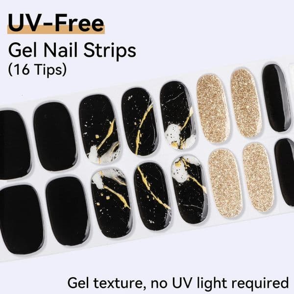 Gel Nail Stickers UV Cured-free Long-Lasting Color Nail Strips Patch Slider Sticker Full Cover Decal Nail Manicure Patch 16Tips 260327