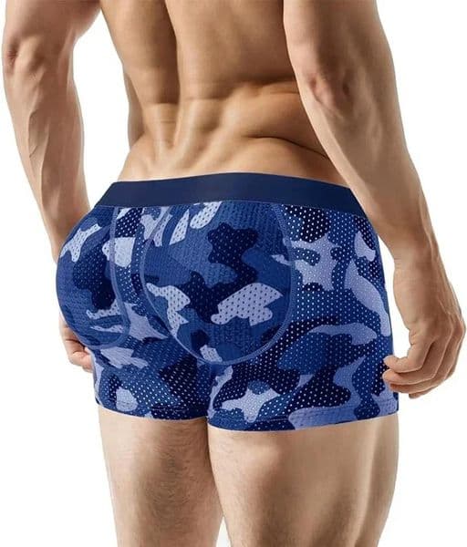 Mens Sexy Ice Mesh Breathable Butt Lift Boxer Briefs UnderwearComfy Padded Underwear with Hip Pad Buttocks Trunk 260331