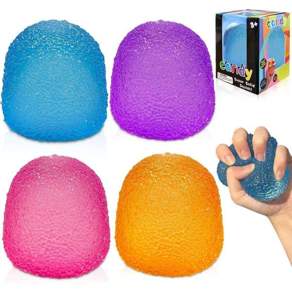 4PCS Stress Balls,Squishy Fidget Toys Kids and Adults, Super Solid Sugar Balls for Classroom Prize Favors Basket Stuffers & Easter Gifts