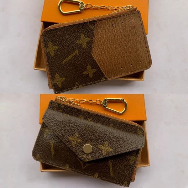 Designer Wallets KEY POUCH Designers Mini Wallet Fashion Womens Mens Keychain Ring Credit Card Holder Coin Purse Luxury 62650 With box