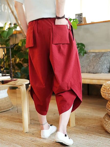 Beach Summer Cotton Linen Cargo Shorts Men Baggy Wide leg Casual Capris Pants Male Sport Running Shorts 2025 Harem Trousers 260323