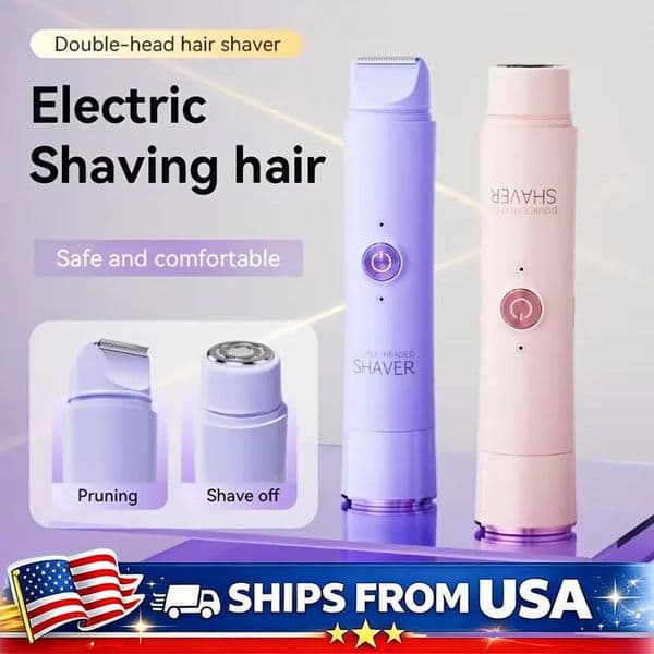 2 in 1 Electric Hair Trimmer for Women Dual Head USB Charging Cordless Wet Dry Body Bikini Shaver Portable 260317