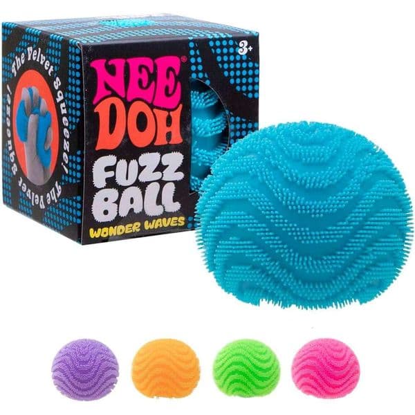 Schylling NeeDoh Fuzz Ball Sensory Toy with a Veet Texture Soft Cloud Squish Wavy Pattern You Can See Feel Ages 3 and Up - Color May Vary One Per Pack Wonder b24 Y2605222