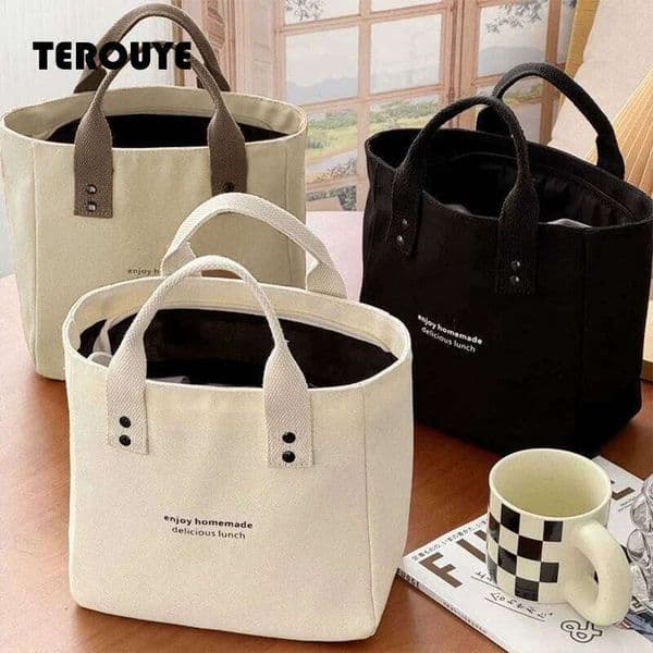 Canvas Handbag Solid Color Women's Casual Large Capacity Travel Bag TEROUYE