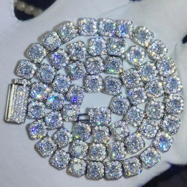 Clustered Diamond Tennis Chain Miami Cuban Link Chain for Women 7MM Iced Out CZ Cuban Necklace Hip Hop Jewelry Gifts 260325