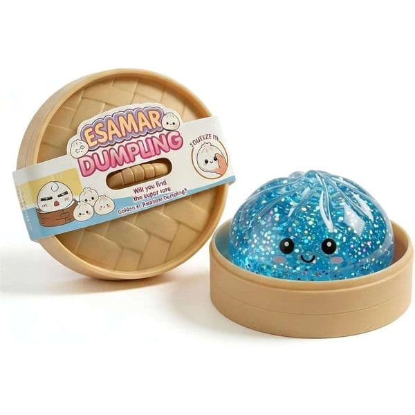 Toys, Glitter Squeeze Toy with Steamer Box, Soft Dough Dumpling Stress Ball, Sensory Mystery Gifts for Kids Adults, Classroom Prizes & Party Favors A-Blue 8d2