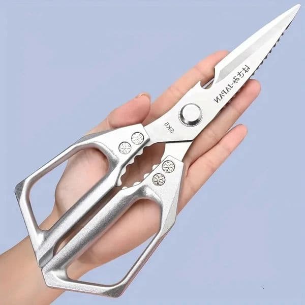 1pc HeavyDuty Kitchen Scissors Stainless Steel MultiPurpose Shears for Meat and Roast Cutting Household Cooking Food 260403BJ